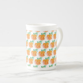 Akvarell Höstpumpor Orange Mönster    Benporslin Mugg