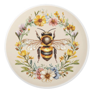 Akvarell Humla Blommig Krans Charm Keramik Knopp