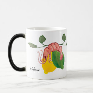 Akvarell Hummer Räkor Citron Lime Skaldjur Magisk Mugg
