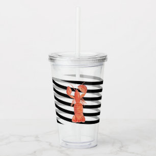 Akvarell Hummer Ränder Monogram Take Away Mugg