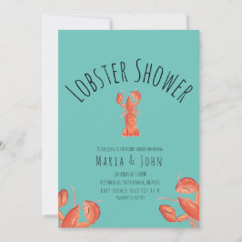 Akvarell Hummerfest  Baby Shower Krabba  Teal Meddelande
