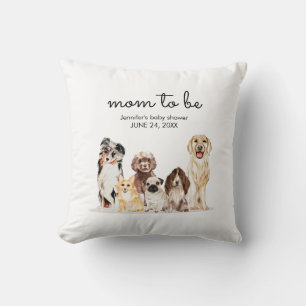 Akvarell Hund babyfest blivande mamma Kudde