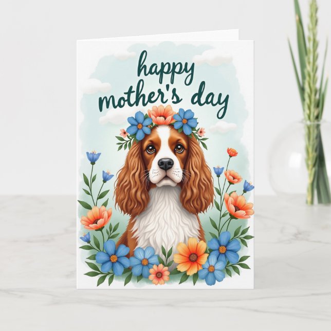 Akvarell Hund Blommig Kort (Framsida)