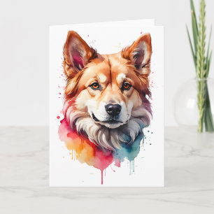 Akvarell Hund Fläck Konst Porträtt Splash Blank Kort