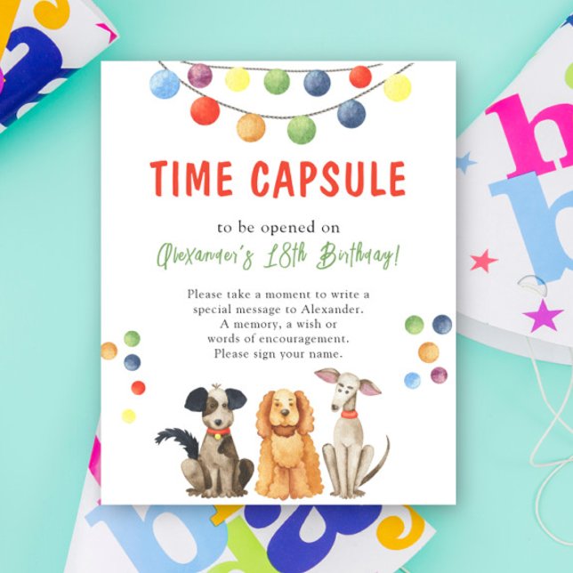 Akvarell HUND Tids kapsel 1-årsdag Poster (Skapare uppladdad)