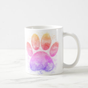 Akvarell Hundfotsavtryck Färgrik Tryck Kaffemugg