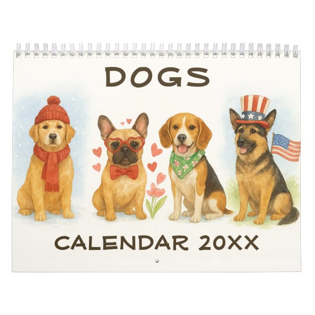 Akvarell Hundkalender Kalender (Omslag)