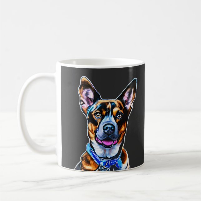Akvarell Hundporträtt Handmålad, Isolerad Hund Kaffemugg (Vänster)