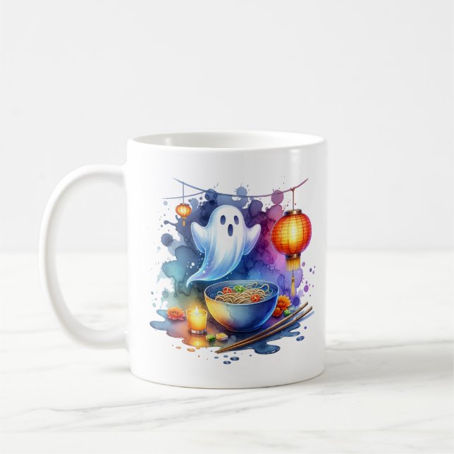 Akvarell hungriga spöken-festivalen kaffemugg (Vänster)