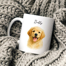 Akvarell Husdjur Hund Porträtt Skript Namn Kaffemugg
