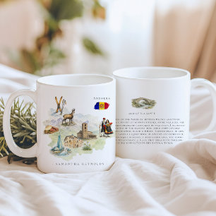 Akvarell Illustrerad Karta Andorra Monogram Kaffemugg