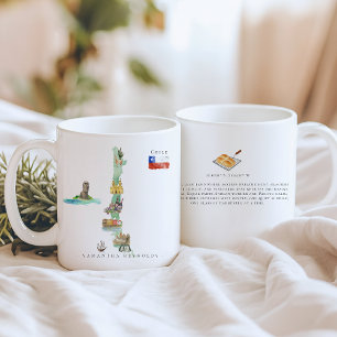 Akvarell Illustrerad Karta Chile Monogram Kaffemugg