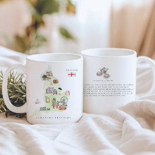Akvarell Illustrerad Karta England Monogram Kaffemugg