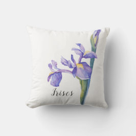 Akvarell Iris Blommor Kudde