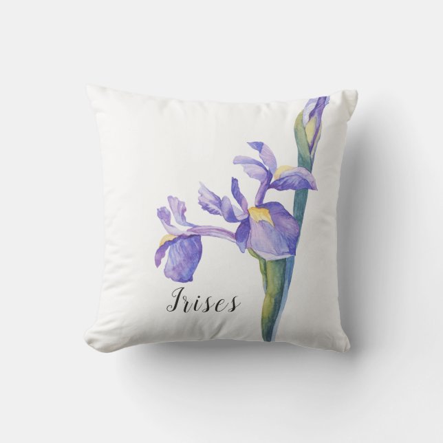 Akvarell Iris Blommor Kudde (Framsida)