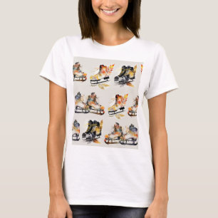 Akvarell Isländor med Höstbladsmönster T Shirt