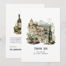 Akvarell italiensk destination wedding tack kort