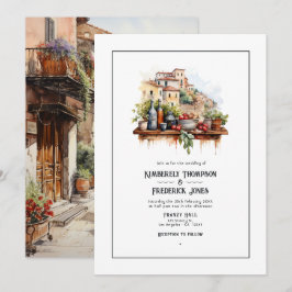 Akvarell italiensk destinationsbröllop inbjudningar