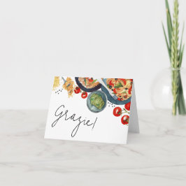 Akvarell Italiensk Mat Det Älskas! Tack Kort