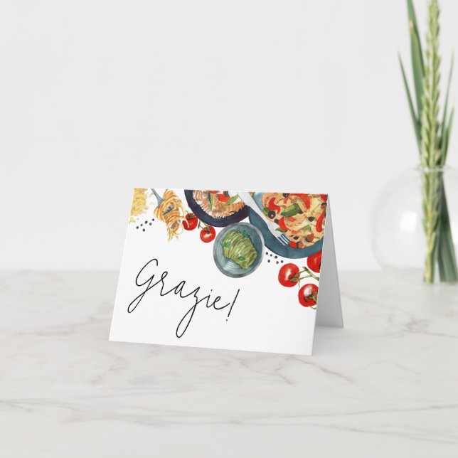 Akvarell Italiensk Mat Det Älskas! Tack Kort (Framsida)