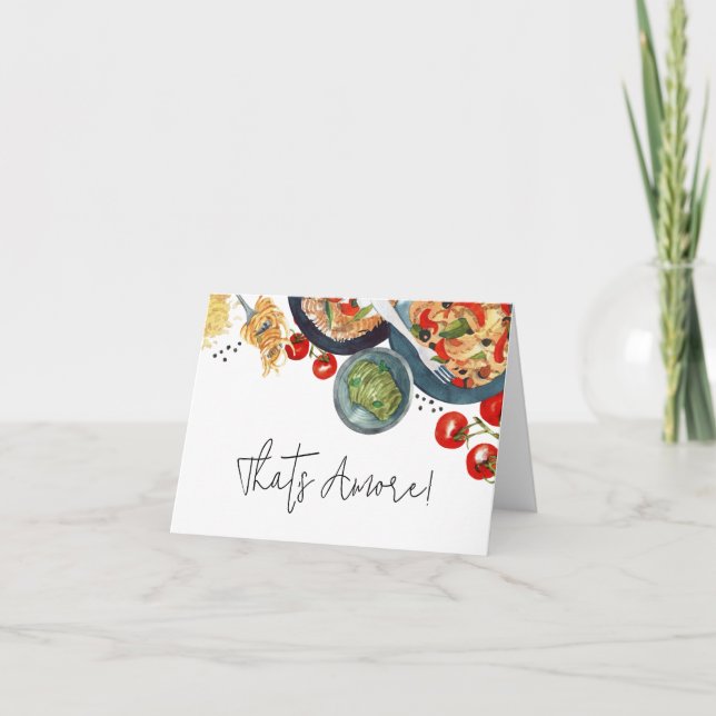 Akvarell Italiensk Mat Som Är Amore!  Tack Kort (Framsida)