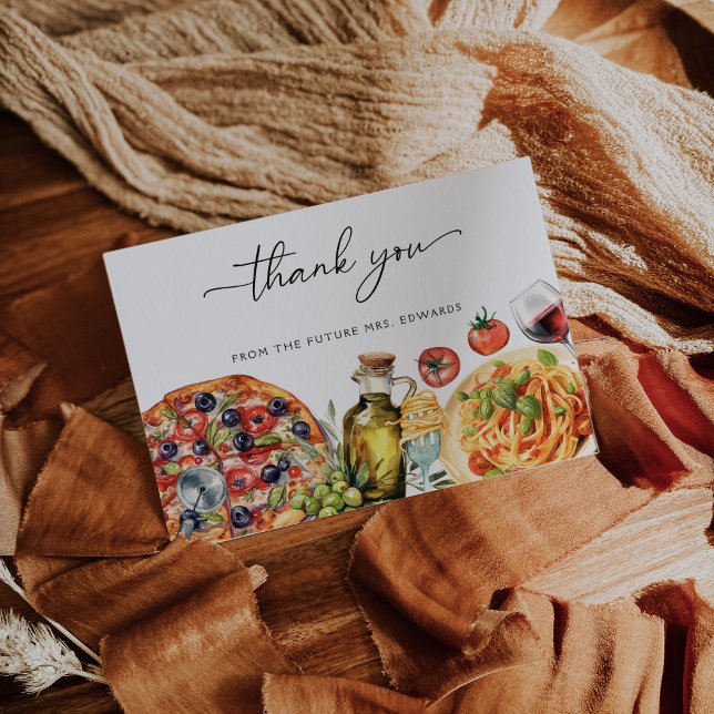 Akvarell Italienska Mat Bröllopsdusch Tack Kort (Skapare uppladdad)