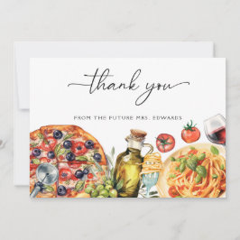 Akvarell Italienska Mat Bröllopsdusch Tack Kort