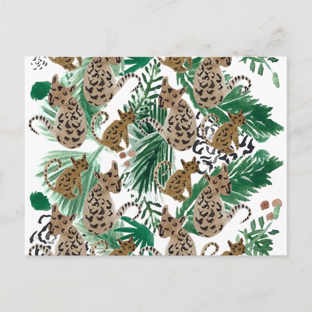 Akvarell Jaguar Illustration Djurtryck Vykort (Framsida)