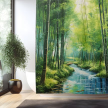 Akvarell Japansk Bambuskog