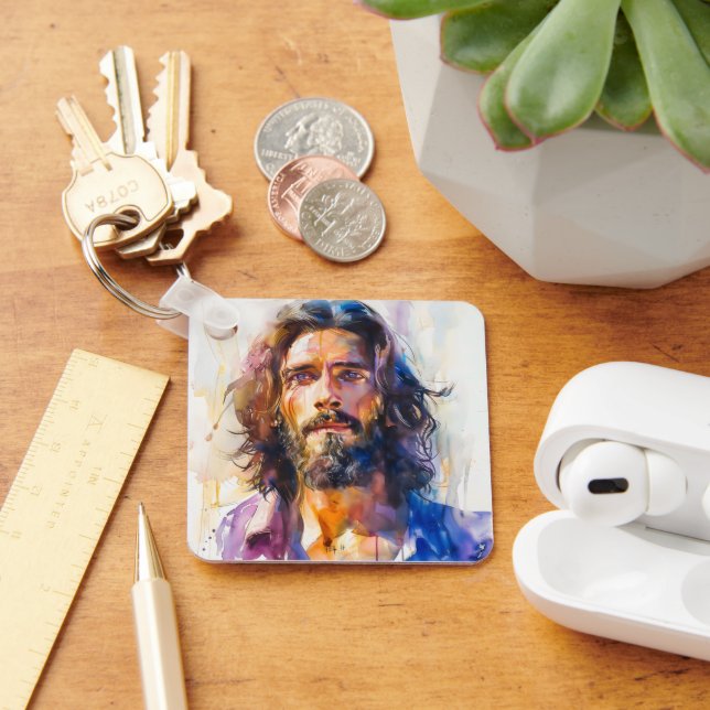 Akvarell Jesus Kristus Nyckelring (Skrivbord)