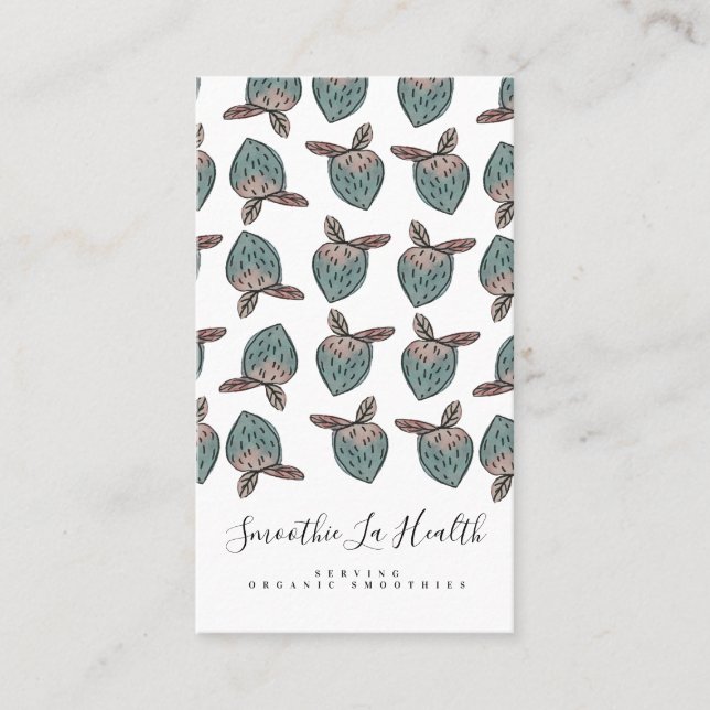 Akvarell Jordgubbar Klotter Affärs Kort (Framsida)