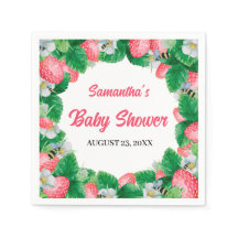 Akvarell Jordgubbe Berry Söt Baby Shower