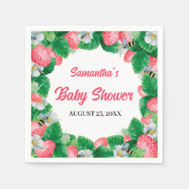 Akvarell Jordgubbe Berry Söt Baby Shower Pappersservett