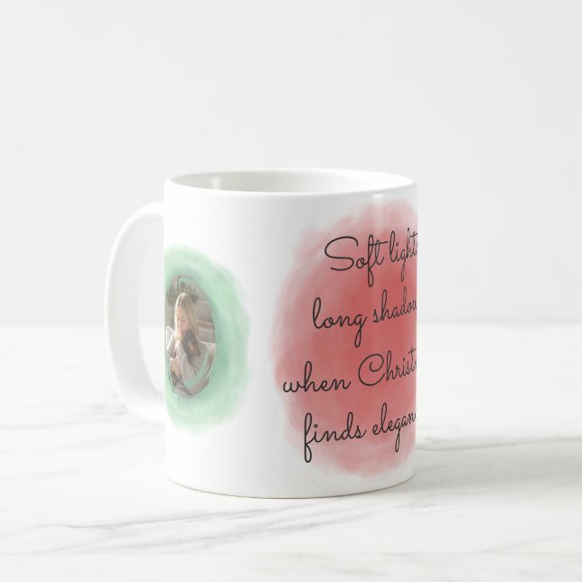 Akvarell Jul Dachshund  – Anpassad Foto  Kaffemugg (Framsida vänster)