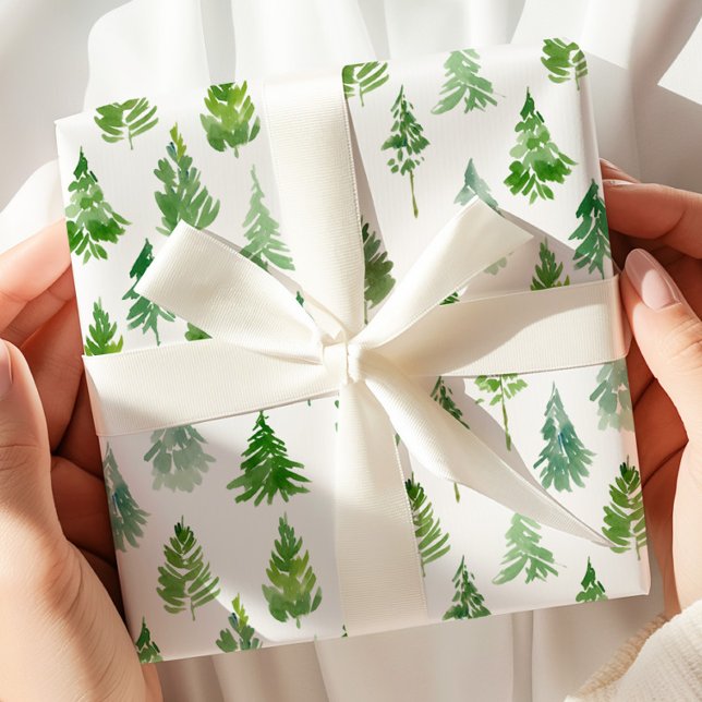 Akvarell Jul Gran Presentpapper (Skapare uppladdad)