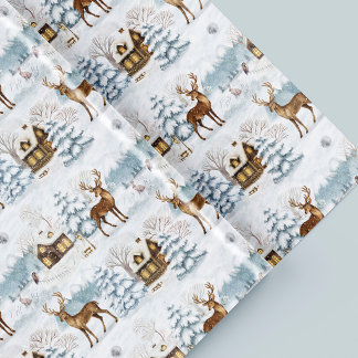 Akvarell jul juldjur snöby vinter presentpapper