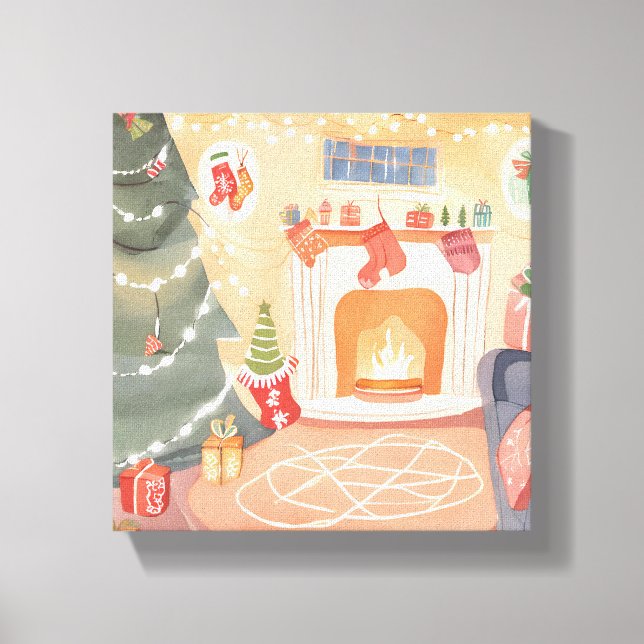 Akvarell Jul Kaminer Canvastryck (Framsida)