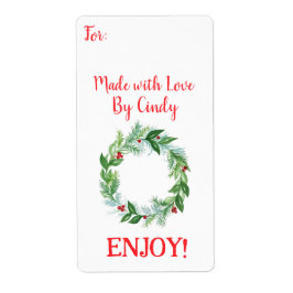 Akvarell jul krans GJORD MED KÄRLEK Fraktsedel