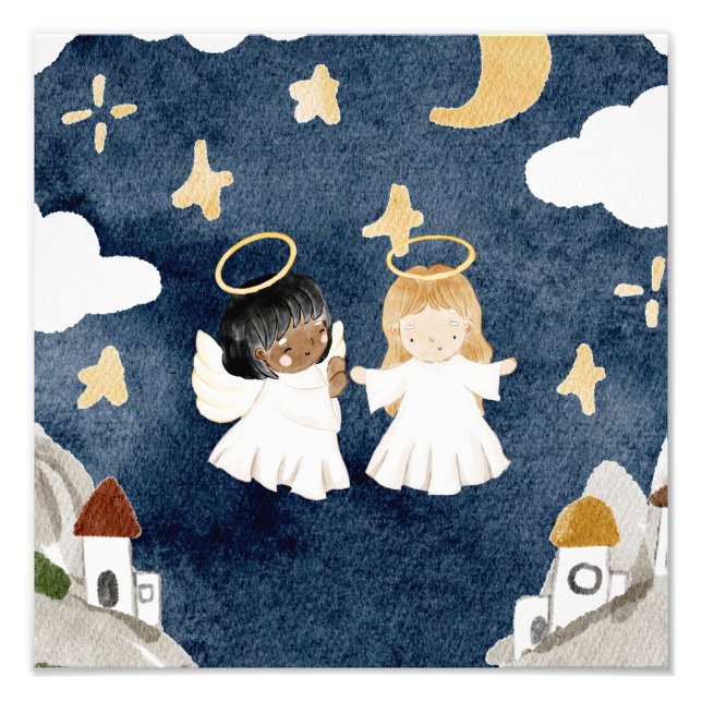 Akvarell jul nativity fototryck (Framsidan)