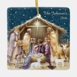 Akvarell jul nativity julgransprydnad keramik