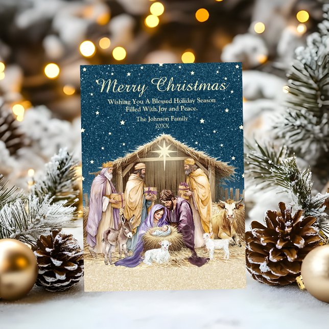 Akvarell Jul Nativity Julkort (Skapare uppladdad)