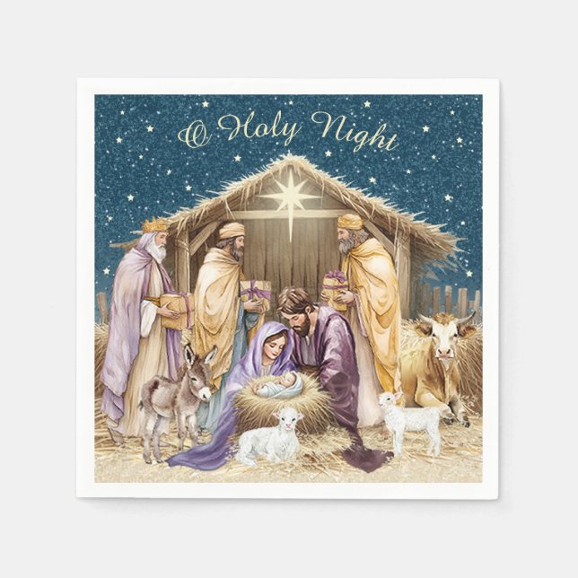 Akvarell jul nativity pappersservett (Framsidan)