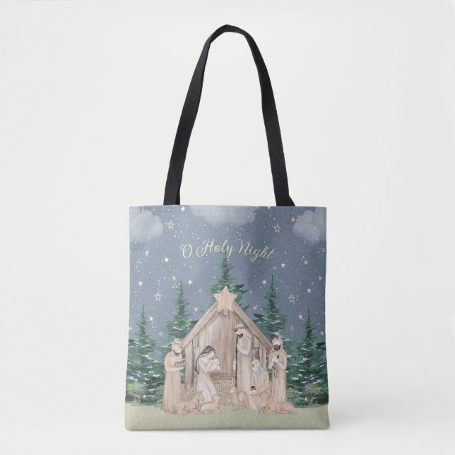 Akvarell Jul Nativity Tygkasse (Framsida)