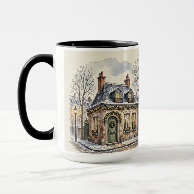 Akvarell jul stuga vintage vintergata mugg (Vänster)
