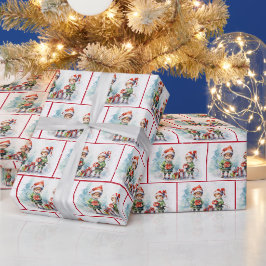 Akvarell Jul Tomtar I Snöflingor Presentpapper