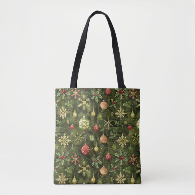 Akvarell Julgran ornament Tygkasse (Framsida)