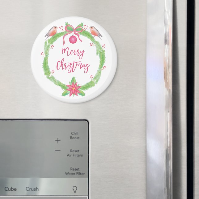 Akvarell Julkrans "God Jul" Magnet (In Situ (Fridge))