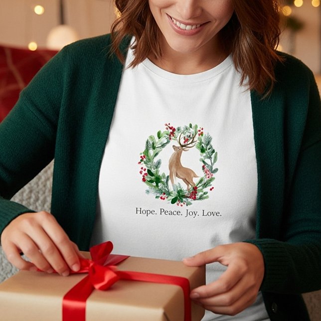 Akvarell julkrans med rådjur anpassad  t shirt (Skapare uppladdad)