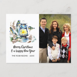 Akvarell jullykta familjefoto helg vykort
