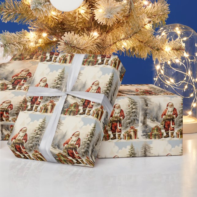 Akvarell Julskogs Tomte med presenter Presentpapper (Helgdagar)